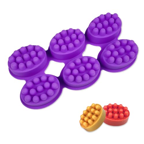 HMCEY Moldes de Silicona para Jabones 6 Cavidades,Molde de Jabón de Masaje,Moldes para Velas Artesanales,Resina Epoxi Molde para Yeso Manualidades para Hacer Chocolate, Cubitos de Hielo   Morado