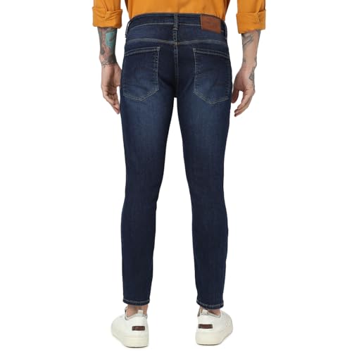 Image of Spykar Blue Slim Fit Mid Rise Jeans for Men
