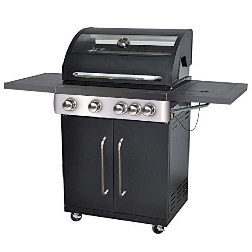 Barbacoa Gas 4Q+Lat Tapa Cristal Birgitt 54 X 132 X 115 Cm Ldk Garden En Oferta Barbacoa De Gas De Acero Para Jardin Y Terraza - Lolahome (Premium 4 Quemadores)