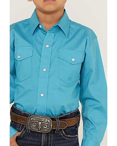 BOYS LONG SLEEVE SNAP STRETCH POPLIN TURQUOISE WESTERN SHIRT3