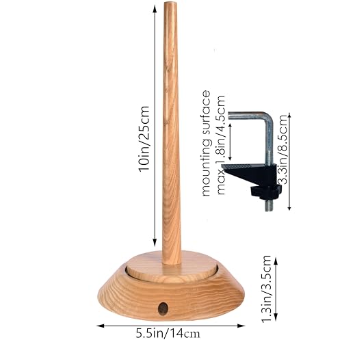 Image of BARVA Yarn Holder 22 Lb Capacity w /Table Clamp for Chunky Yarn | Smooth Bearing Spinner & Big Rubber Anti Slip Pads for Stability | European Wood Crochet Accessories and Pro Tools for Fiber Crafts