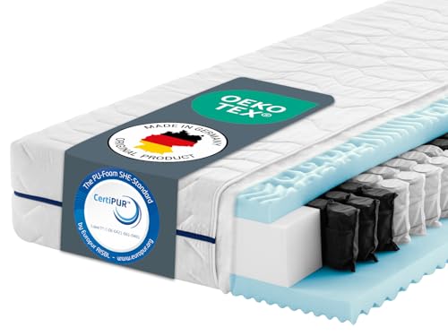 PURAMED Taschenfederkernmatratze Komfort Plus 90x200 cm | Härtegrad H4 |