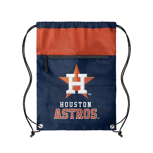 FOCO Mochila com cordão e bolso com zíper e logotipo principal do time de beisebol oficialmente licenciada pela MLB, Houston Astros, One Size, Mochilas Daypack