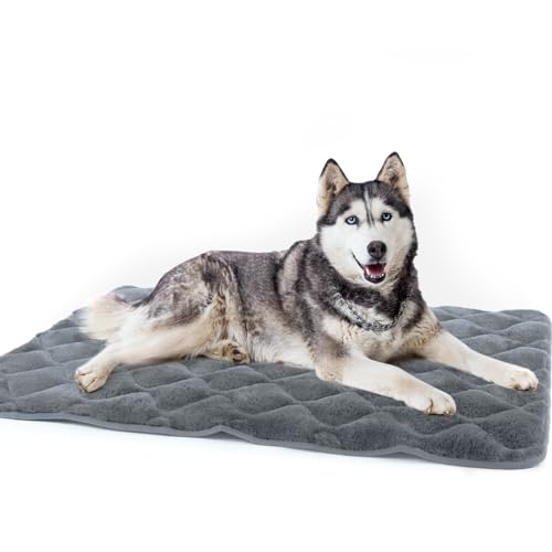 Kekuningan Dog Crate Bed Mat Washable Dog Crate Mattress Large Dog Bed Mat Pet Cushion 42inch Cat Bed for Indoor Cats Dog Bed Grey Flat Dog Cage Mattress for Large Dogs Anti Slip 107x71cm XXL