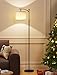 Ambimall Tall Floor Lamps with 3 Color Temperatures Bulb & Adjustable Linen Shade, for Living Room, Bedroom, Office, Classroom, Dorm Room (9W Bulb Included), Beige & Black, 60