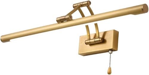 Vista 8 de Lámpara de pared LED ajustable de cobre para espejo de baño con interruptor de cadena, aplique moderno para baño y dormitorio.