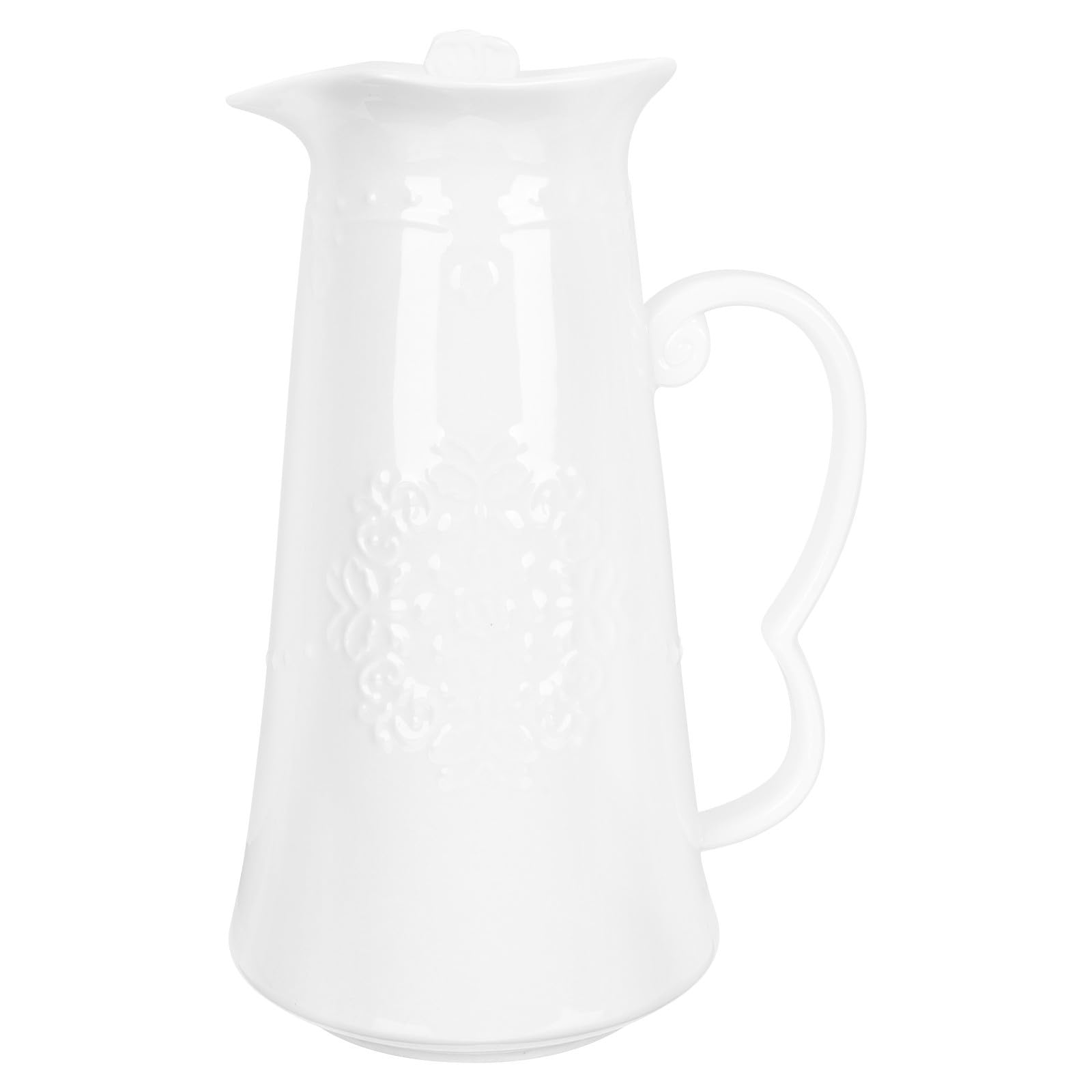 Pichet à Jus en Céramique Blanche 1300ml Relief Élégant pour Maison et Fête Piscine