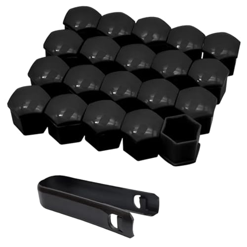 Thapncow 20 Tapas para Tornillos de Rueda de, Tapas para Tornillos de Rueda, Tapas para Tuercas de Coche, Juego de Tuercas y Herramientas, para automóviles, con Herramienta de extracción, Negras(21M