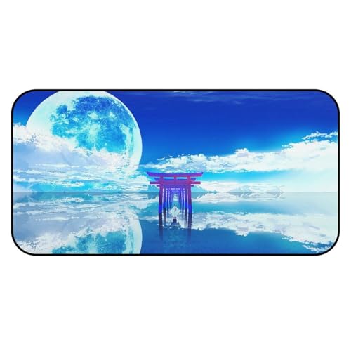 バスマット 青い銀河の空 海の表面 鏡 アニメ 足拭きマット 浴室 柔らかい 滑り止め お風呂マット 吸水性・速乾性 ふわふわ肌触り 足元マット 丸洗い 台所 脱衣場 キッチン 玄関やわらかマット 39*20in