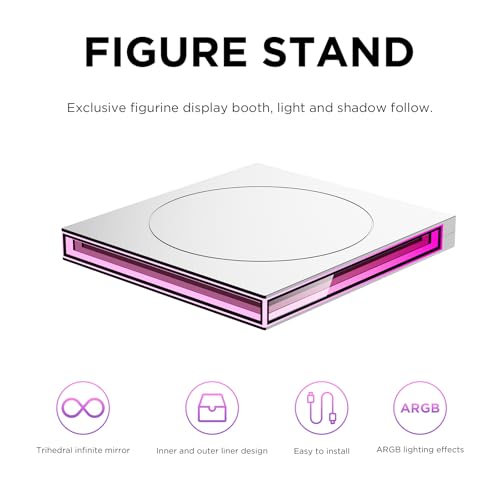 Image of PC Case ARGB Square Figurine Shelf, Figure Stand, Infinity Mirror Design Floating PC Shelf for Figure - 120mm Fan Accessories-White