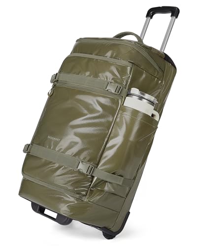 BAGSMART Rolling Duffle Bag with Wheels, Travel Duffel Luggage Bag for Men, Water Repellent Heavy Duty for Travel Camp, Olive Green, Large, 70L