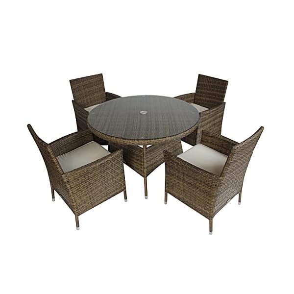 Charles Bentley Garden Outdoor 4 Piece Rattan Dining Set Brown