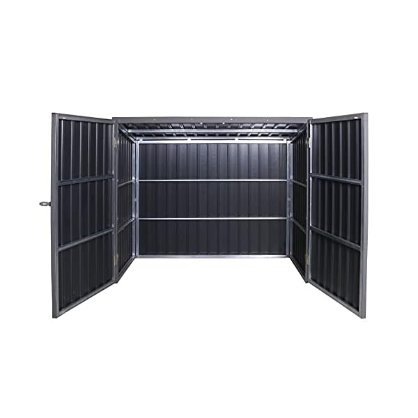 Mendler WPC-Fahrradgarage HWC-J29, Geräteschuppen Fahrradbox, Metall Holzoptik abschließbar - 2 Räder 172x213x112cm grau – Bild 5