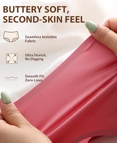 Image of Knowyou Seamless Underwear for Women Sexy Bikini Panties No Show High Cut Hipster Cute Cheeky Panty for Ladies 6 Pack