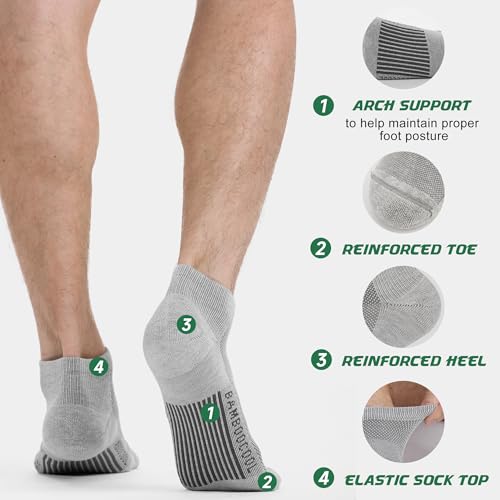 BAMBOO COOL Men's Ankle Athletic Socks Moisture Wicking Low cut Mesh Running Socks Arch Support, 8 Pairs4