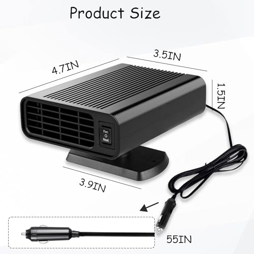 12V 150W Car Heater, 360° Portable Car Heater & Defroster, 2-in-1 Fast Heating Heater for Car Plug into Cigarette Lighter, Car Windshield Defogger for Vehicles, Cars, RVs, SUVs by Wewymewo - Used condition - Image 2