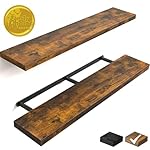 BAYKA Floating Shelves, 48" Wall Mounted Rustic Wood Shelves for Bathroom, Bedroom, Living Room, Kitchen, Office, Hanging Shelf for Books/Storage/Decor(Rustic Brown,Set of 2)