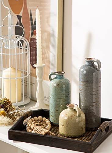 Cwlwgo-Modern Farmhouse Small Decorative Ceramic Jug Vase Set Of 3, Living Room Décor Accents & Dining Table Centerpieces,Bookcase, Fireplace And Entrance Decoration. #TOP4