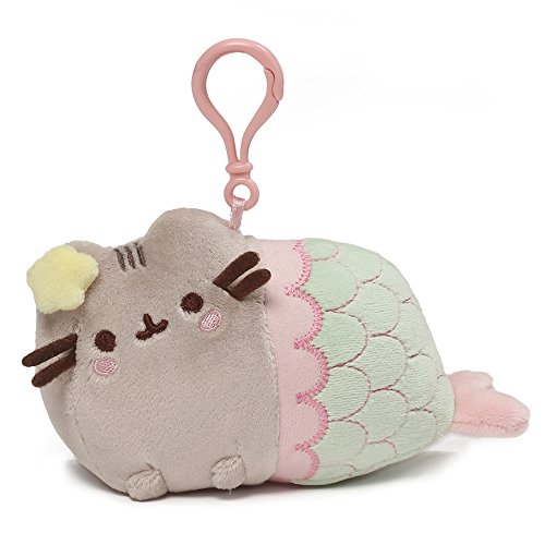 GUND Pusheen Mermaid Star Cat Plush Stuffed Animal Backpack Clip, Multicolor, 4.5