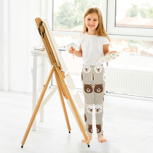 ALAZA Girls' Leggings Children's Yoga Pants Skinny Printed Dance Bear Oat Color Comfortable 4T4
