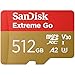 SanDisk 512GB Extreme Go scheda microSDXC + adattatore SD (per smartphones e Tablet Android, Action Cam, Drones, UHS-I, fino a 200 MB/s, 5K, 4K, UHD, V30, Rescue PRO Deluxe, Class 10, U3) per Amazon immagine