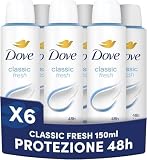 Dove Deodorante Spray Classic Care, Uomo e Donna, 6x150ml