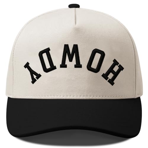 Funny Trucker Hats Women Vintage Adjustable Baseball Cap Embroidery Fashion Trucker Hat Beige/Black