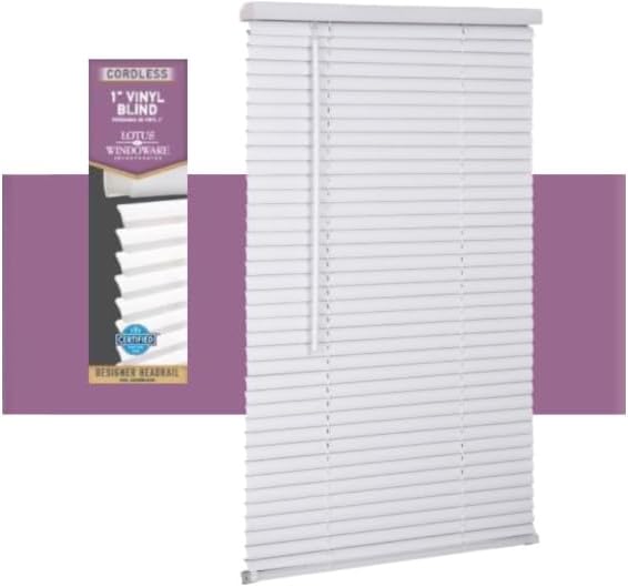 Living Accents 5043797 Vinyl 1 in. Mini-Blinds 71 x 72 in. White Cordless