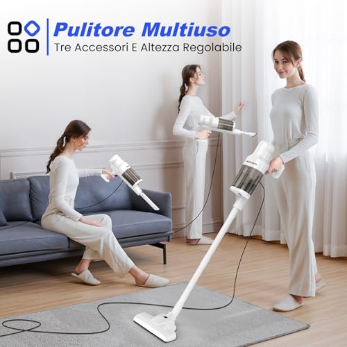 Hopvision Aspirapolvere,600W 20Kpa Aspirapolvere Senza Sacco Con Filo, Scopa Elettrica Potente E Ultraleggera,Cavo Di Alimentazione Portatile Da 5M,Per Auto/Tappeti/Peli Di Animali With Hepa Filter. - 8