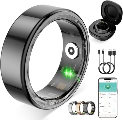 Image of Smart Ring for Women Men,Fitness Tracker Ring with Heart Rate, Sleep Monitoring, Blood Oxygen, Step Counting for iOS and Android, No Subscription Fee, Waterproof(Black, 11)