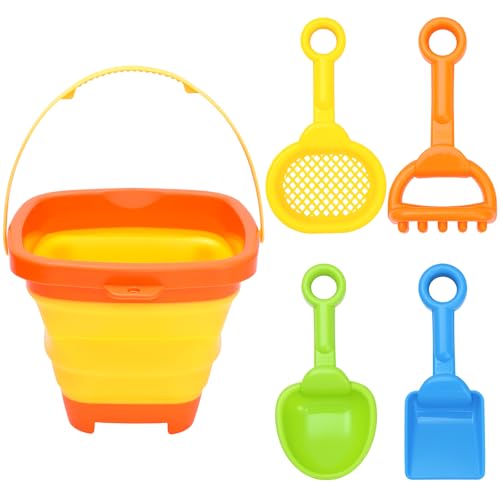 ONEST 5 Pieces Beach Sand Shovels Plastic Rake Sand Bucket Shovel for Garden Summer Beach Utensils