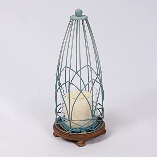 Turquoise Hurricane Candle Holders For Wedding 18" Tall, Rustic Outdoor Lanterns For Front Porch, Moroccan Lanterns For Pillar Candles With Glass, Farmhouse Indoor Decorative Bird Cage Home Decor #TOP7
