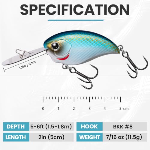 Image of TRUSCEND Easy Catch Crankbait with BKK Hooks, Shallow or Deep Diving Crank Bait Fishing Lures for Bass Pike Walleye, Unipue Wobble Design for More Bites, Vibe Lipless Crankbaits Freshwater Saltwater