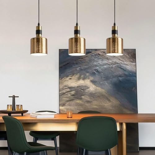 Single Heads Gold Metal Lamp Body Pendant Light with E26/E27 Base 7.8in Bedside Decorative Hanging [5]