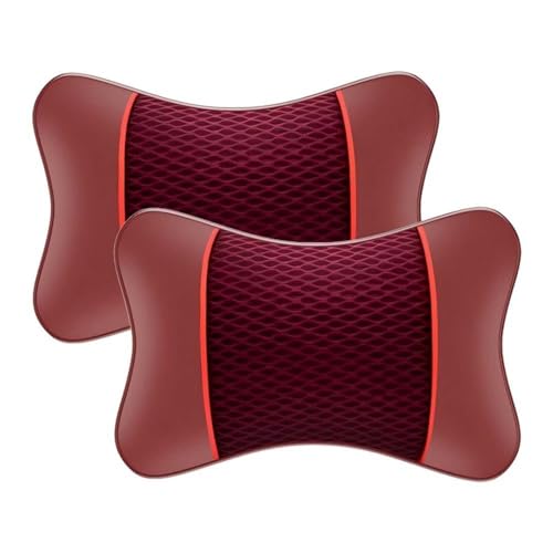 2 Piezas Almohada Cervical Auto para FIAT Freemont(7seats) 2012-2023 - Cojín Elástico Hebilla para Reposacabezas Cuero PU Transpirable Soporte Cuello,Claret