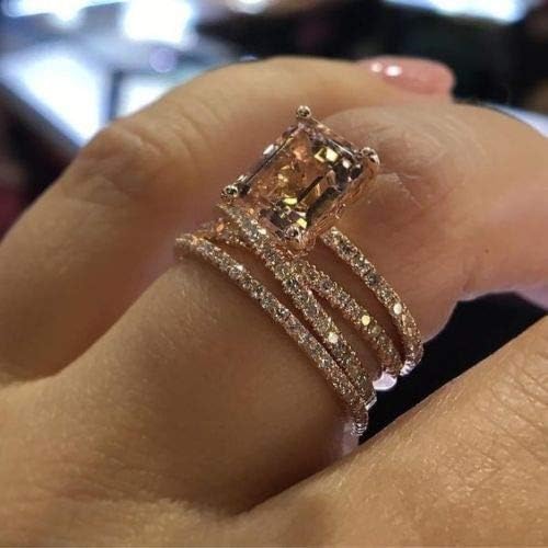 Metmejiao Sparkling Women Fashion 925 Silver Natural Morganite Ring Wedding Jewelry Rings
