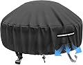 Luxns Fire Pit Cover Round, Heavy Duty Waterproof 600d Patio Outdoor Gas Fire Pit/Table/Bowl Cover - Black (Round-44”D X 24”H)