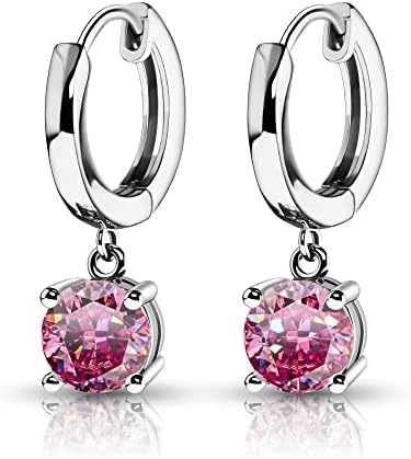 GIGAJEWE Moissanite Pink Color VVS1 Total 2ct 925 Silver Drop Earrings 18K Gold Plated Diamond Test Passed Jewelry Woman Girl Gift (Pink)