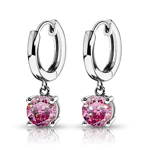 Gigajewe Moissanite Pink Color Vvs1 Total 2Ct 925 Silver Drop Earrings 18K Gold Plated Diamond Test Passed Jewelry Woman Girl Gift (Pink) #TOP1
