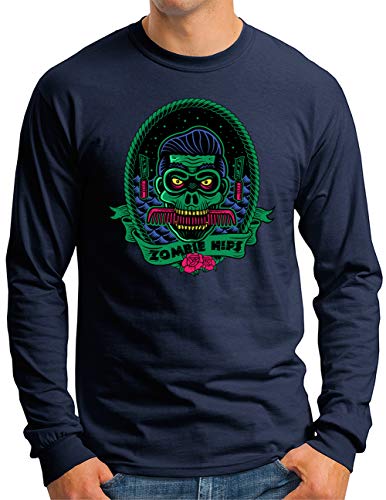 T-shirt zombie rockabilly manches longues coton confortable M