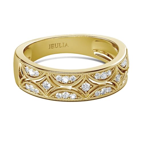 Jeulia Anillos De Plata De Ley 925 Con Milgrain De Corte Redondo Para Mujer, Anillos De Compromiso De Aniversario Con Estuche Para Joyas, Para Mujeres Y Niñas Oro Amarillo, 12 Jeulia Anillos De Plata De Ley 925 Con Milgrain De Corte Redondo Para Mujer, Anillos De Compromiso De Aniversario Con Estuche Para Joyas, Para Mujeres Y Niñas Oro Amarillo, 12