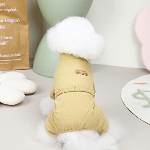 Izefia Dog Coat Windproof Jacket Cold Weather Coats 4 Legs Warm Jumpsuit Winter Thick Snow Proof Clothes Cotton Coat for Small Dog Medium Cat Brown M - Image 3