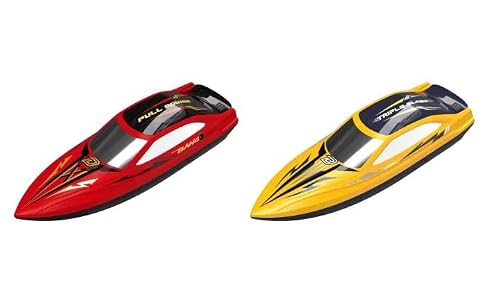 DEERC 2-Pack RC Boats for Kids, Fast Remote Control Boat with 4&times;1200mAh Batteries, 120 Min Runtime, 7 LED Lights Mode, Capsize Recovery, 2.4GHz Racing, Pool & Lake Toy