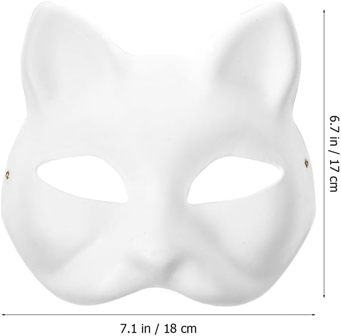 VICASKY 30pcs Cat Mask Masks White to Paint Blank Animal Dress Up DIY Half for Masquerade Halloween Cosplay Costume Party Favors Durability Ease of Design Wolf Halloween Face Paint