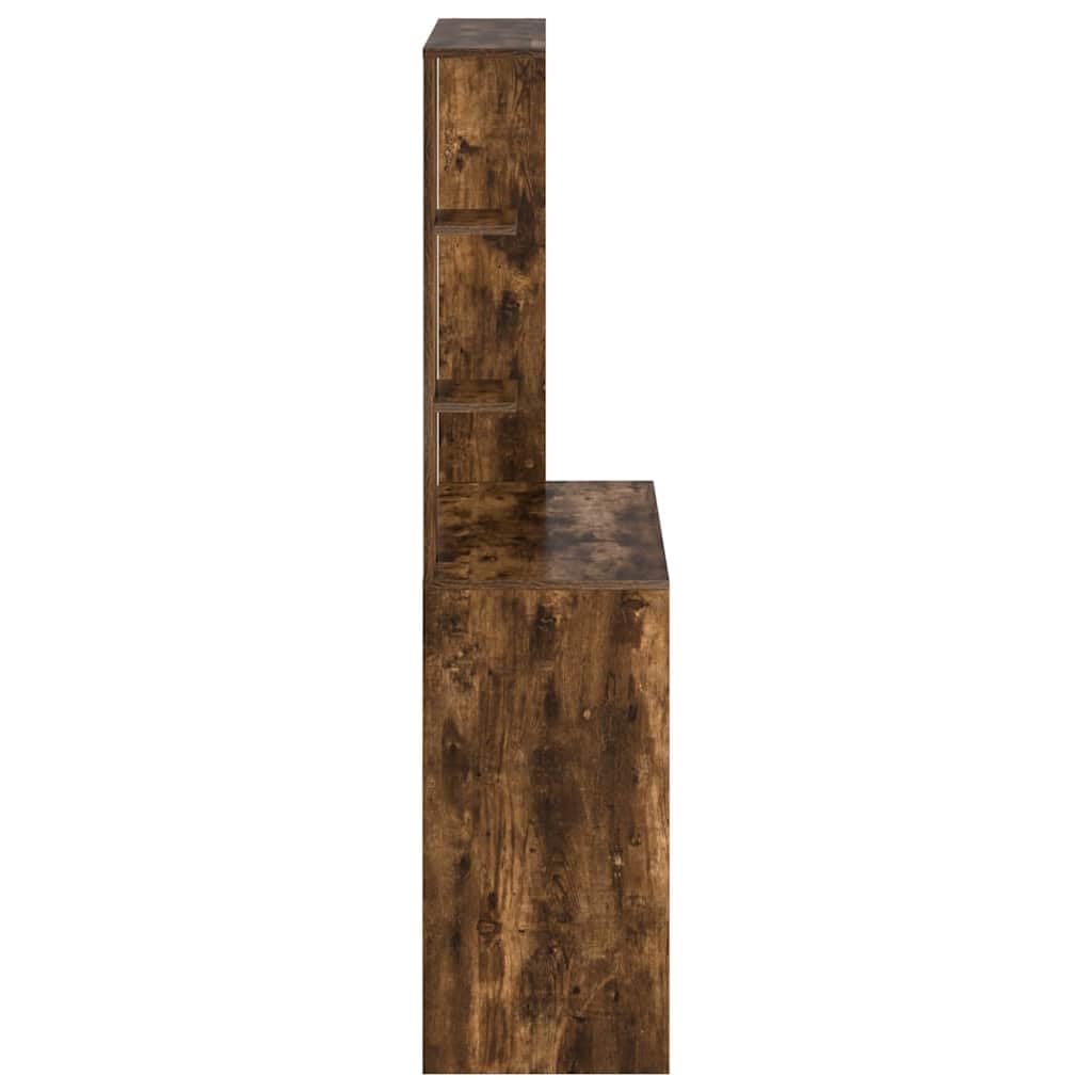 Scrivania con scaffale, in rovere affumicato, 78,5 x 37 x 154,5 cm, moderna scrivania per computer per casa, ufficio, studio, con spazio di archiviazione e piano di lavoro funzionale
