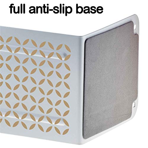 Acrimet Metal Bookends Design Series (Heavy Duty) (White Bookend With Gold Design) (1 Pair Pack) #TOP1