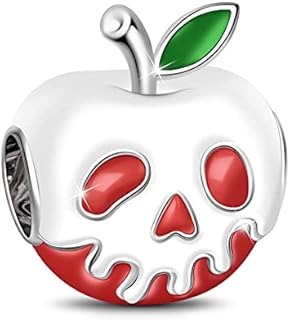 GNOCE Red Apple with Light Green Leaf Charm Bead 925 Sterling Silver Charms Fit for Bracelet Necklace