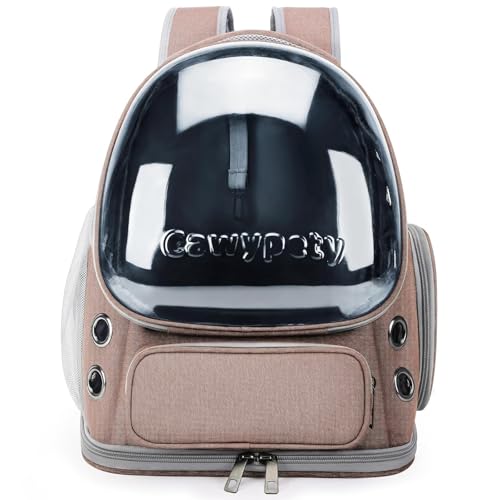 Image of Cat Backpack Carrier Expandable Pet Carrier Backpack for Small Medium Cats Fit Up to 18 Lbs, Foldable Puppy Backpack Carrier for Travel, Hiking (Brown, 11L x 16.5W x 13.4H)