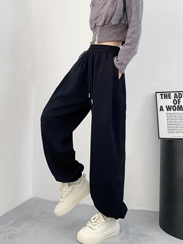 Image of Imsa Moda Women's Loose Fit Track Pants - Polycotton Joggers with Elastic Waistband & Side Pockets | Lower Comfortable for Gym, Running & Casual Wear