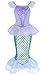AmzBarley Costume della Sirenetta Vestito vestirsi Ragazza Bambina Coda di Pesce Costumi di Halloween Vestiti Compleanno Carnevale Abiti Viola 7-8 Anni 130